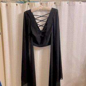Nasty Gal Black Witchy Crop Top